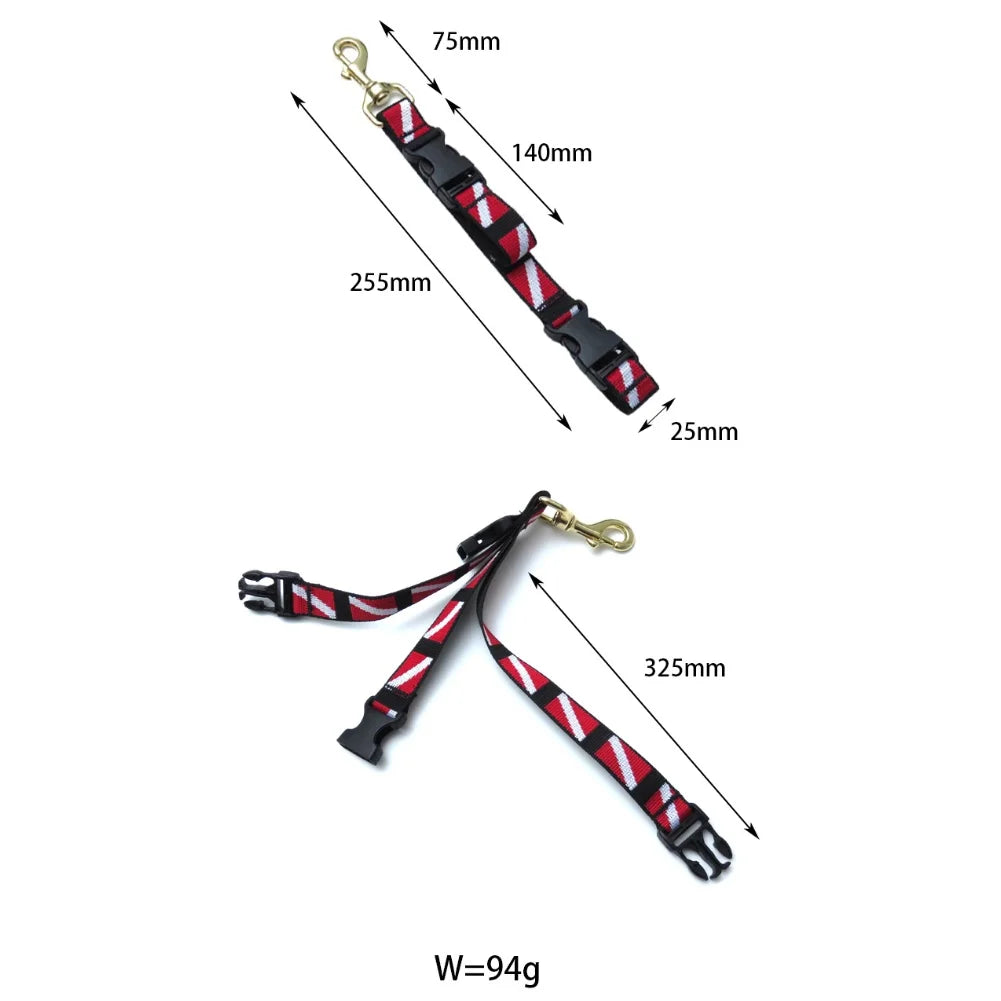 1pc Diving Lanyard Clip 255x25mm Multi-Purpose Frog Shoe Buckle Lift Cord Clip Fin Holder For BCD Side Mount Hanging Accessories Oasis Select