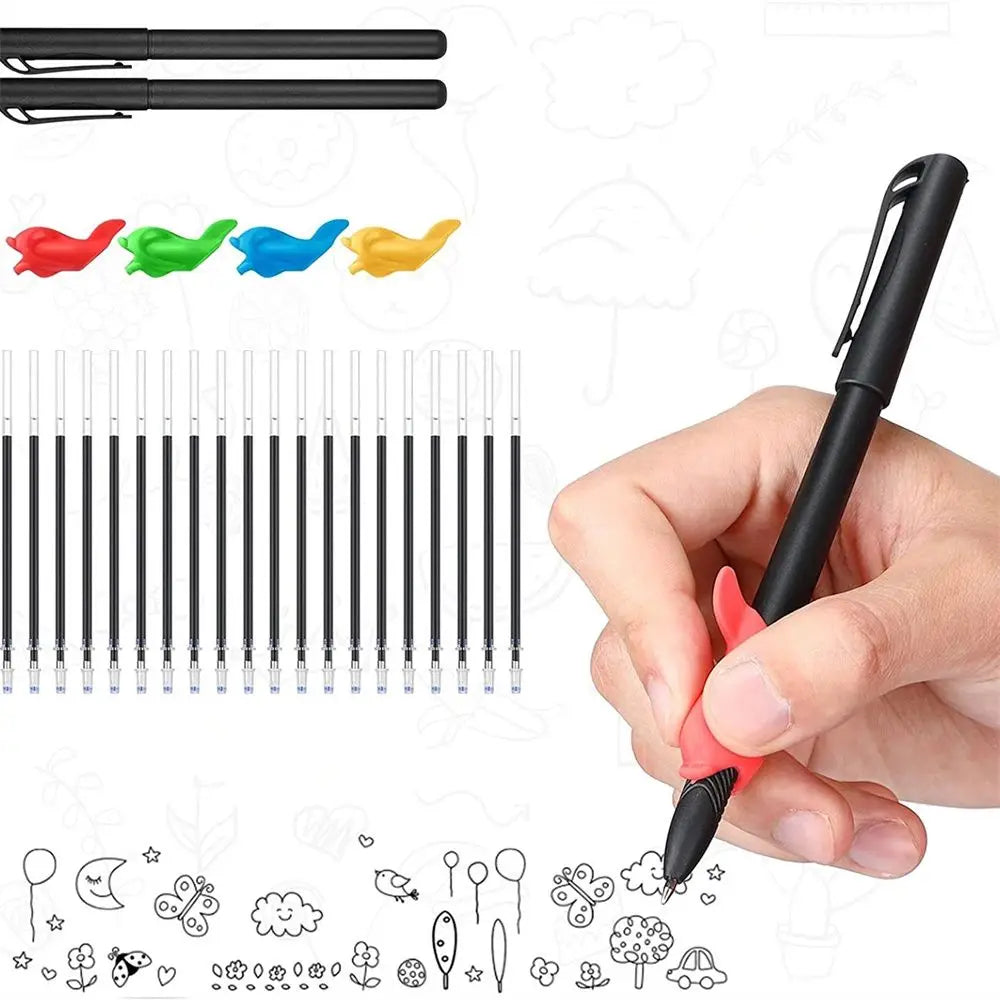 Magic Joke Ball Pen Invisible Slowly Disappear Ink Within One Hour Material Ball Pens with 10 Pcs Refill Pen Holder Oasis Select