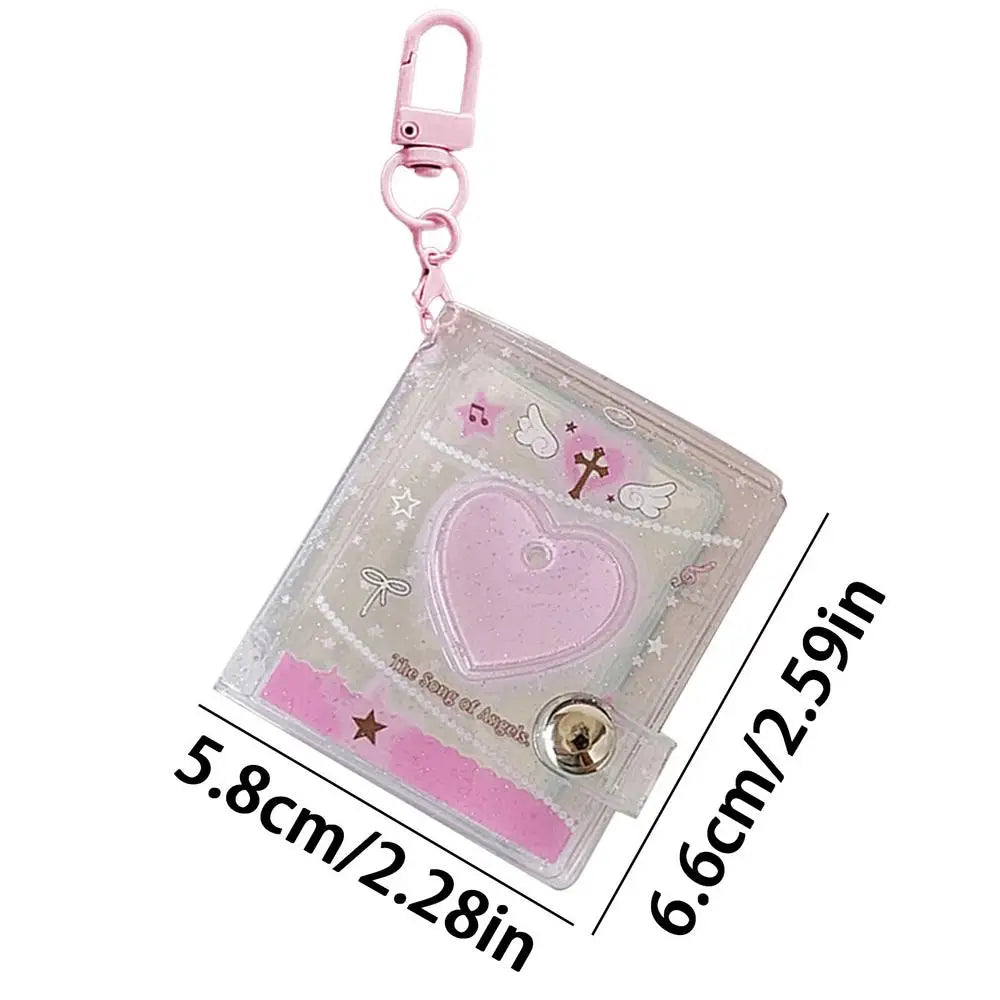 Mini Photo Albums Key Chain Decoration PVC Photos Holder Pockets Accessories For Photos Cards Keychain Pendant Card Holder Oasis Select Pinks