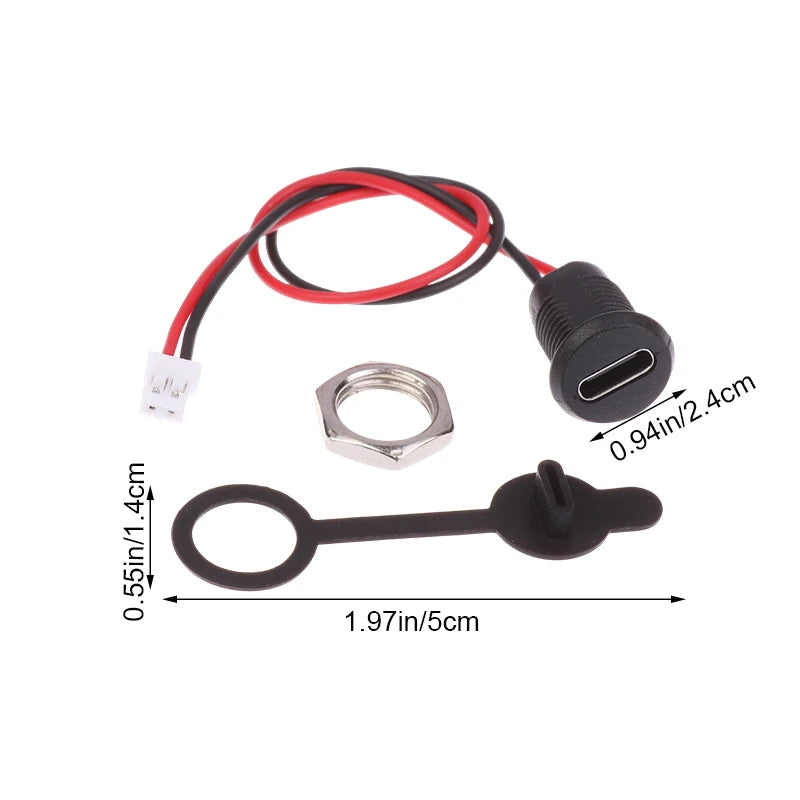 USB-C High Current Charging Socket Female With M11 Nut Snap Lock Plate Type C Waterproof Female Connector Jack C Socket Oasis Select