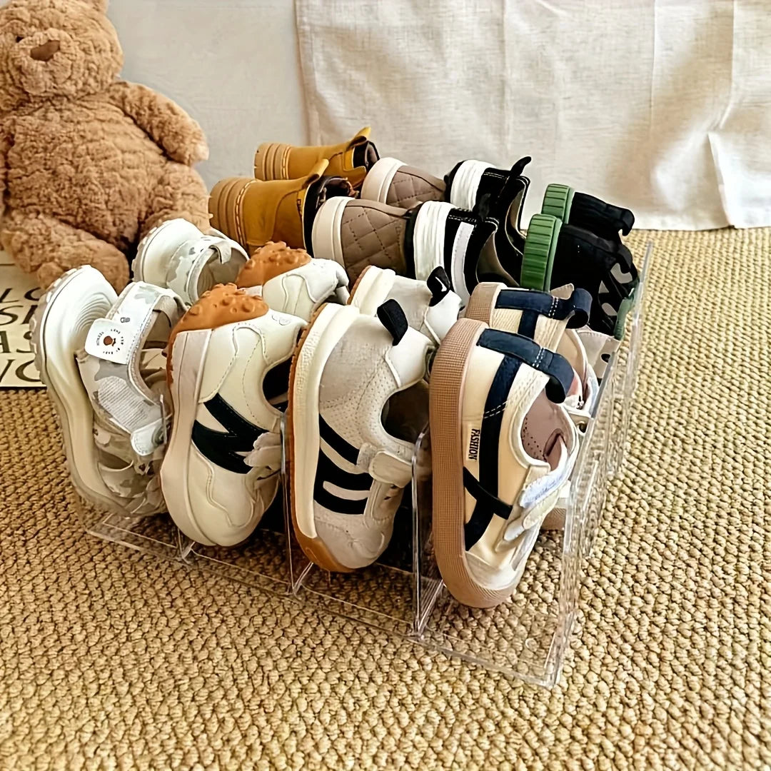 Transparent Plastic Baby Shoe Rack Space Saving Multi Layer Free Standing Shoe Organizer For Entryway Closet Home Storage Oasis Select