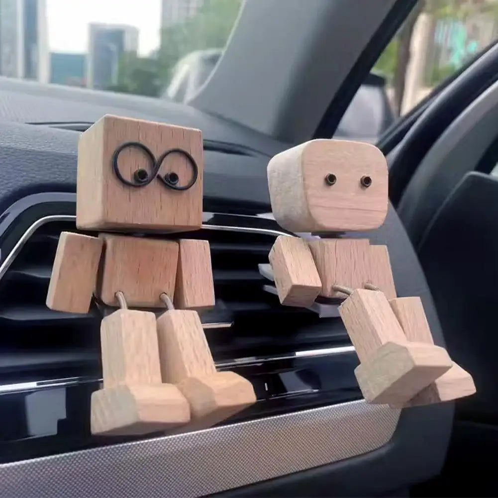 Wooden Leg-Shaking Car Dashboard Figurine & Aromatherapy Decor