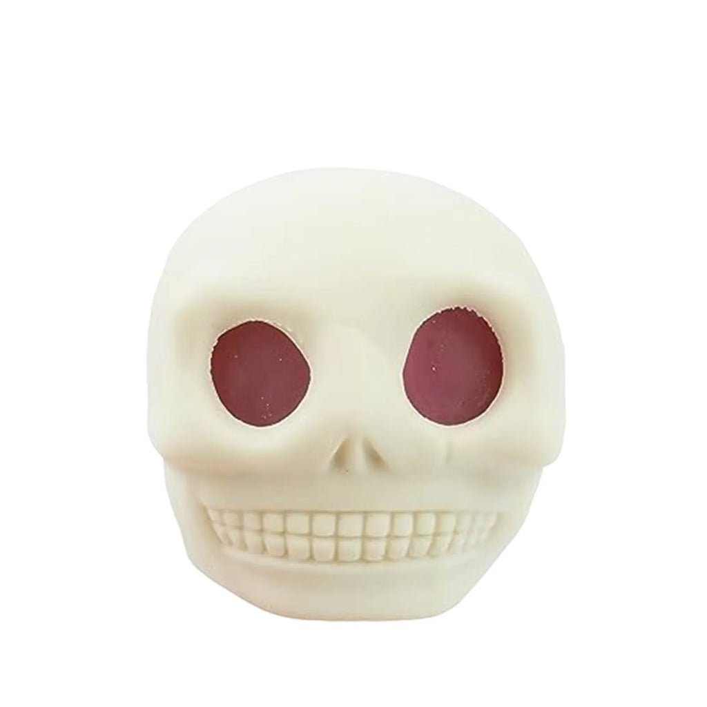 Halloween Skull Squeeze Stress Ball Squishy Toy Set – 9pc Novelty Squeeze Toy Oasis Select White One Size