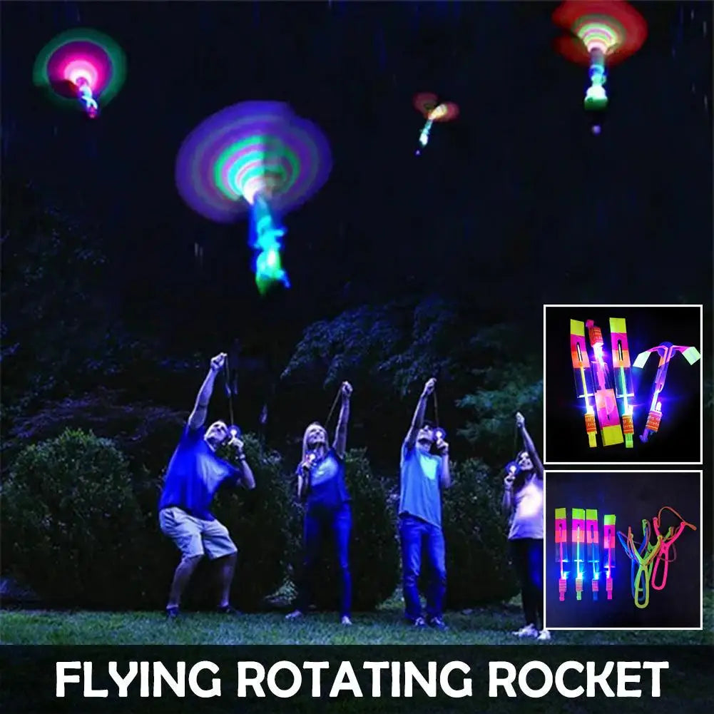10-Pack LED Light Rockets with Slingshot Launcher – Flying Toy LED Flying Toy Oasis Select