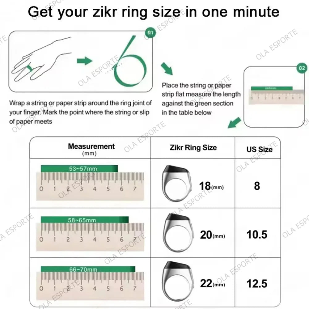 Smart Zikr Ring – Digital Tasbih, Qibla & Prayer Reminder