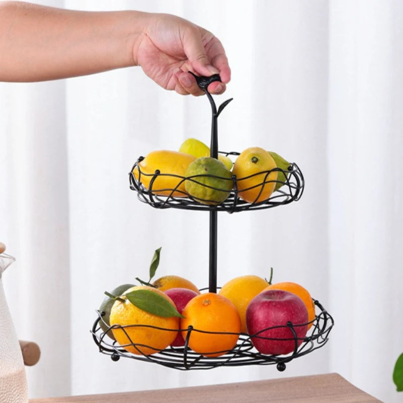 Creative Fruit Plate Multi-layer Fruit Plate Wrought Iron Candy Snack Shelf Vegetable Storage Basket Living Room Fruit Basket Oasis Select
