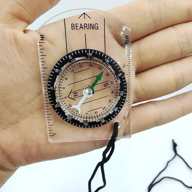 2-in-1 Outdoor Compass & Map Ruler – Acrylic Hiking Navigator Outdoor Compass Ruler Oasis Select