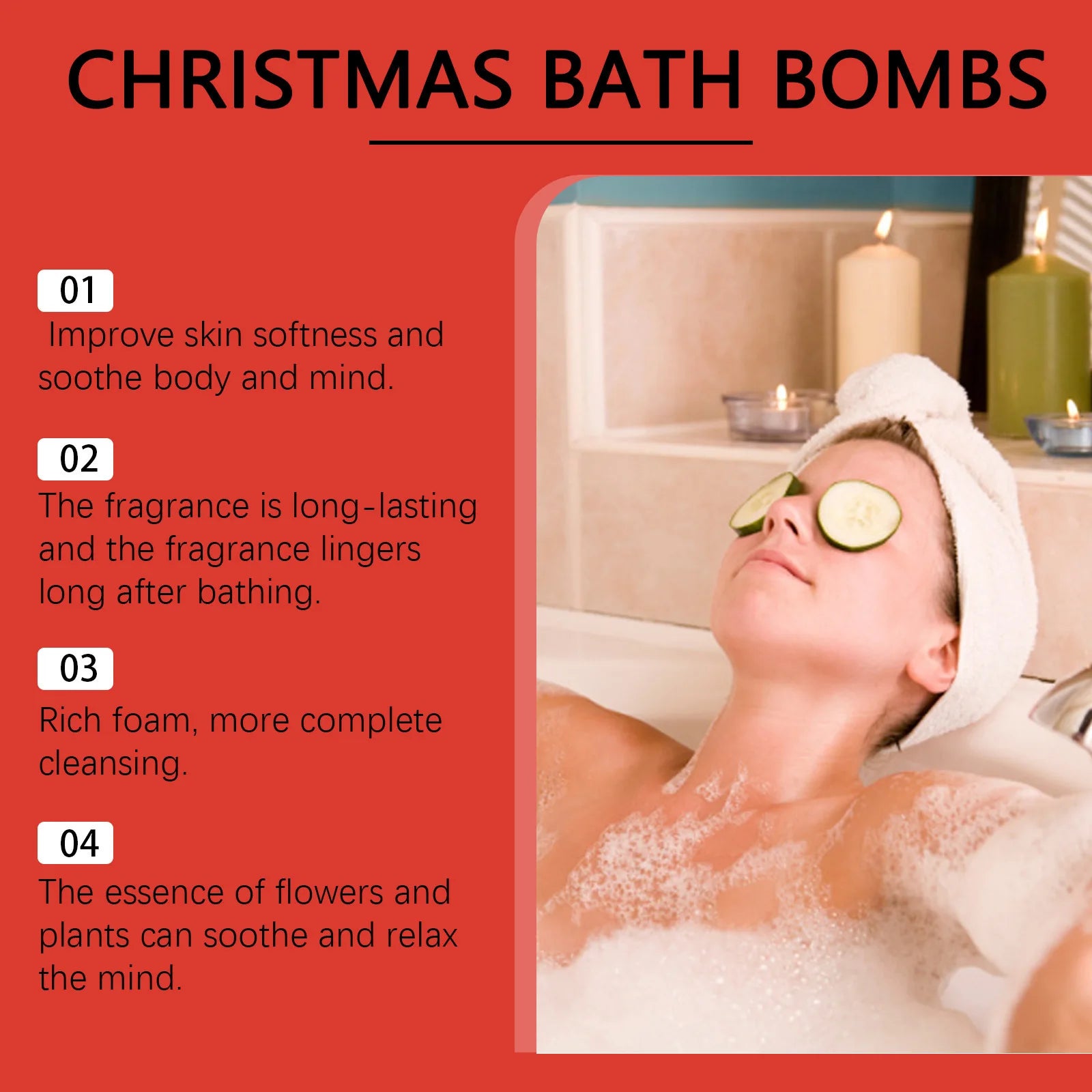 OceAura Christmas Spa Bath Bombs – Moisturizing Gift Set 120g Spa Bath Bombs Oasis Select