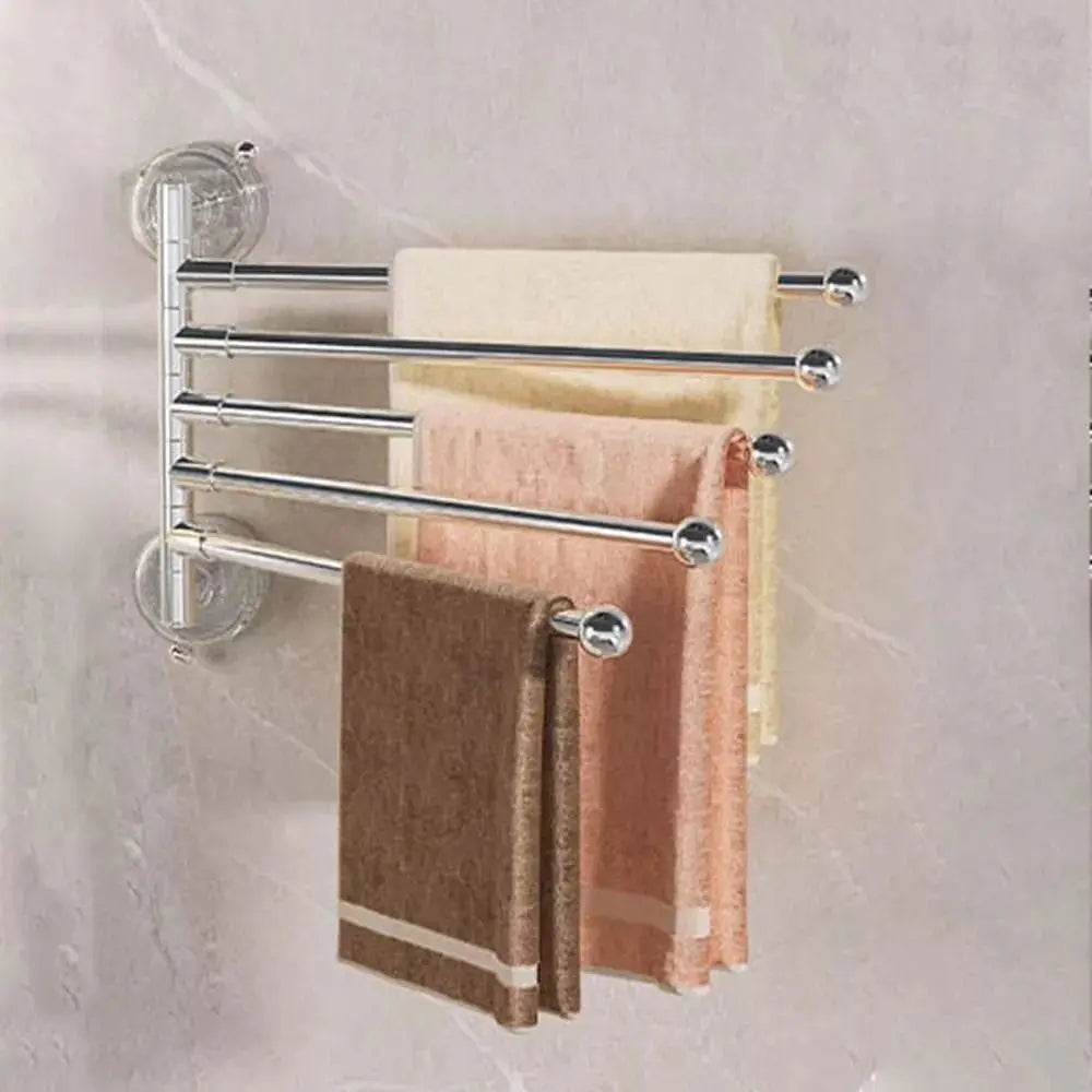3/4/5 Bar Rotating Suction Cup Towel Rack | Foldable Hanger