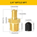 2Pcs Brass Air Inflator Adapter W/Valve Stem Inside 1/4" NPT (M) To Standard Schrader Valve (M) Tire Inflator Connector@#X Oasis Select 2pcs