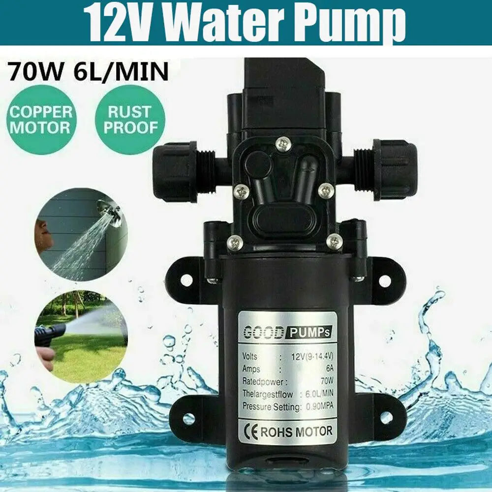 70W 130PSI High Pressure Durable Diaphragm Electric Self Priming Pump Water Pump Water Sprayer Car Washing Oasis Select
