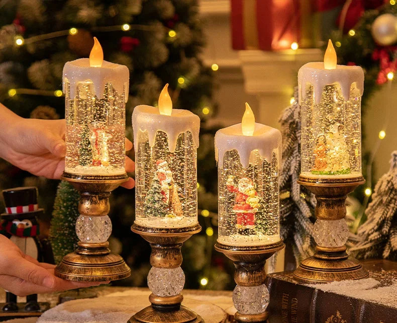 Christmas Decorations Candles Christmas Crystal Snow Lights Children's Birthday Christmas Gifts Scene Layout Holiday Decoration Oasis Select