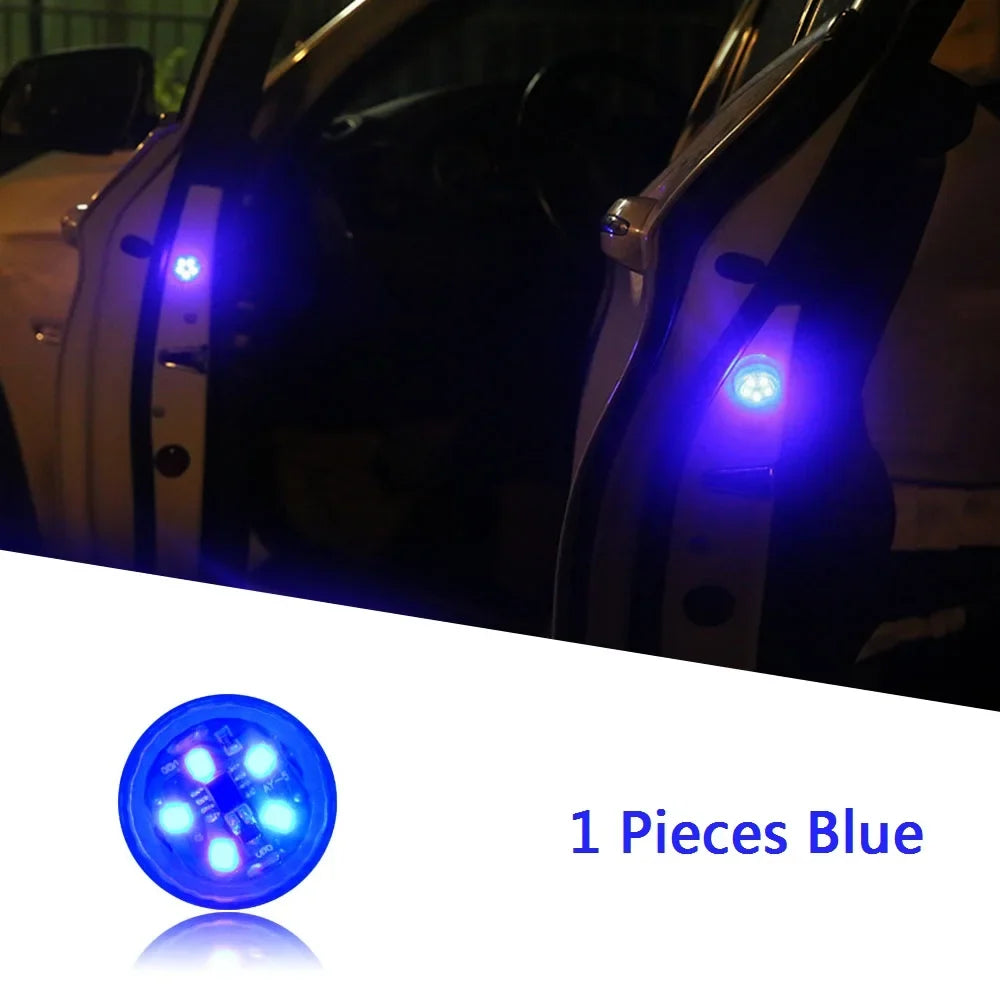 1/2/4pcs Universal LED Car Opening Door Safety Warning Anti-collision Lights Magnetic Sensor Strobe Flashing Alarm Lights Oasis Select Blue 1pc