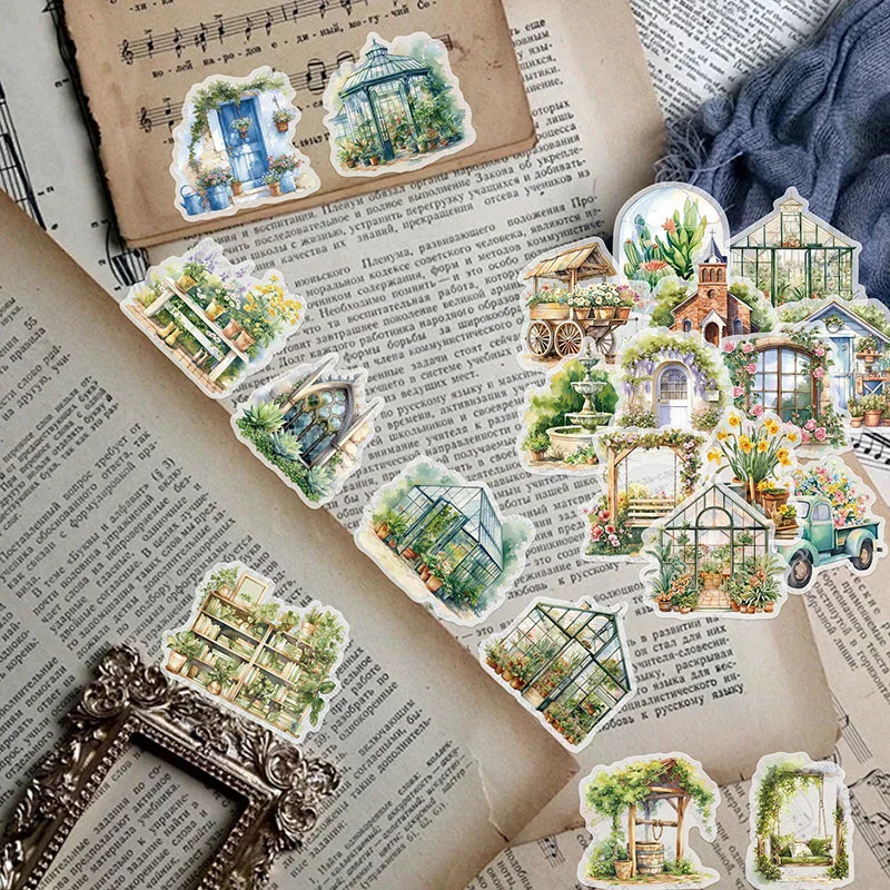 50PCS Flower Field Cottage Cartoon Stickers DIY Scrapbooking Guitar Snowboard Motorcycle Luggage PET Sticker Oasis Select