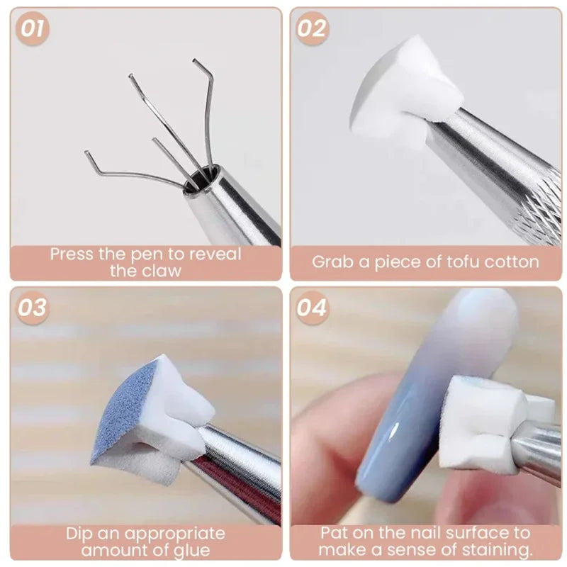 51/101pcs Sponge Gradient Nail Art Stamper Tools Gel Polish Color Gradient Brush Glitter Powder Dotting Pen For Manicure Tools Oasis Select
