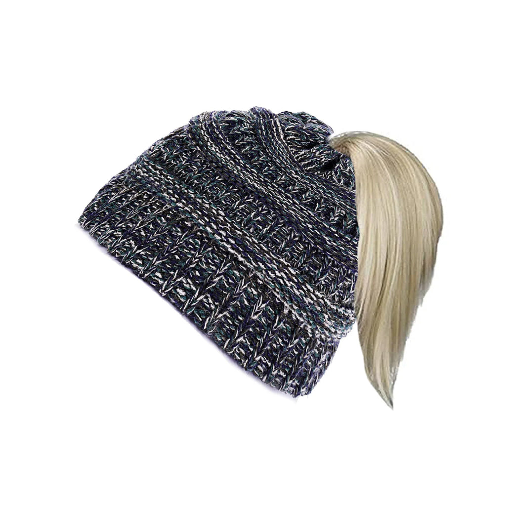 Colorful knitted hat, children's hat, empty top hat, ponytail hat, warm skull hat, dome shaped hat Oasis Select 6