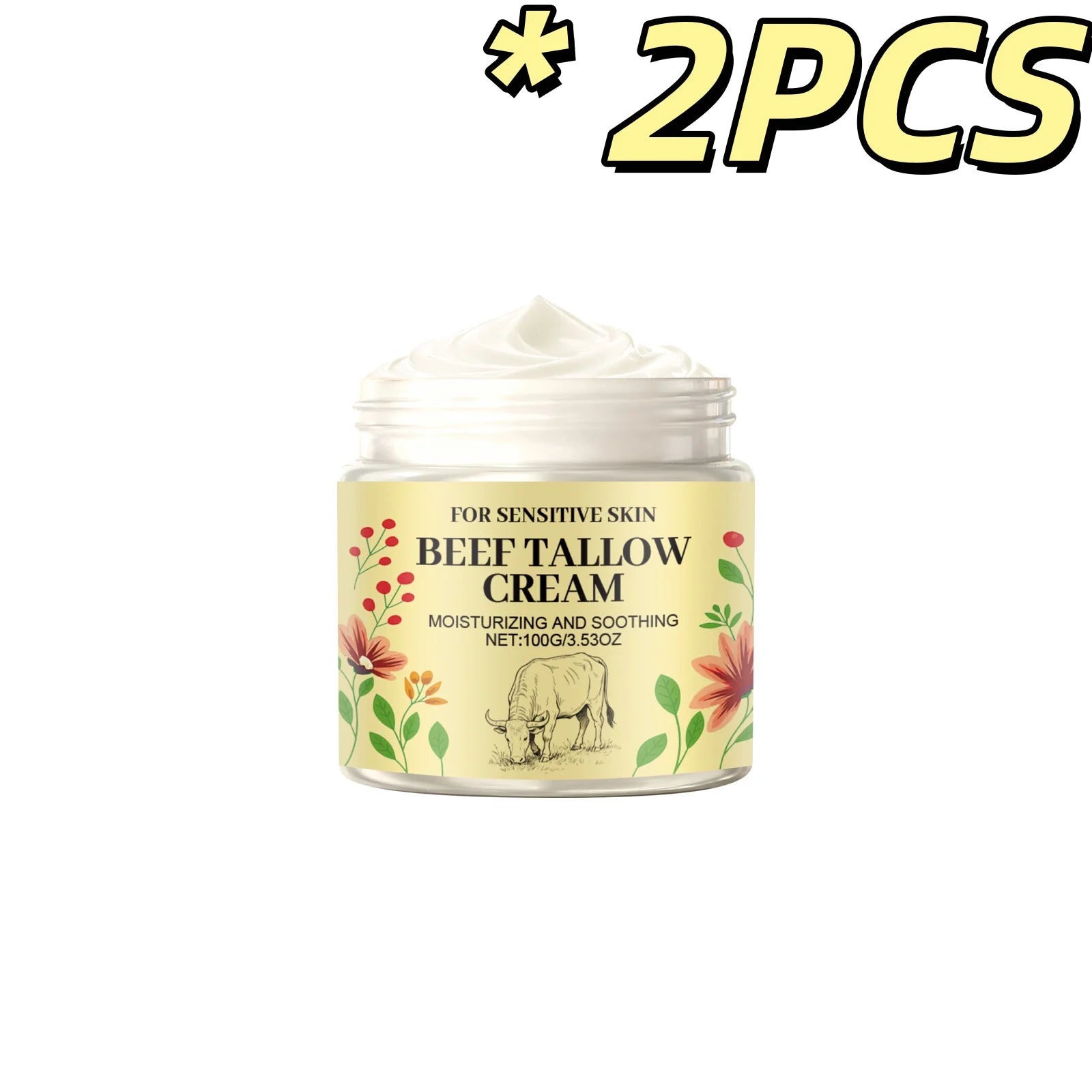 Beef Tallow Body Cream – Deep Moisturizer for Dry Skin 100g Body Moisturizing Cream Oasis Select 100g X 2PCS