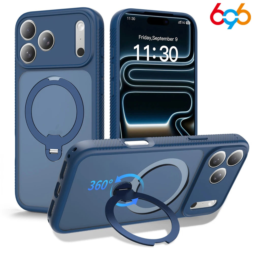 360° Rotate Adjust Any Angle Bracket Phone Case For IPhone 17 Pro Max 16 Air 15 Promax 14/13 Cover Matte Shockproof Bumper Shell Oasis Select