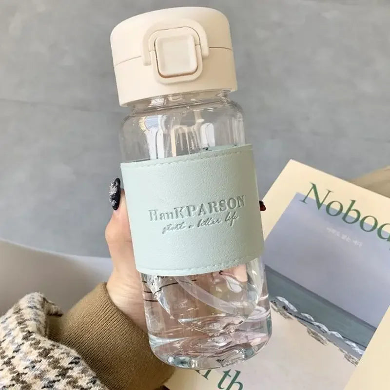 500ml Water Bottle with Straw Portable Clear Leakproof Drinking Bottle Outdoor Travel Office Essential Coffee Tea Water Bottle Oasis Select Green-straw-holster 500ml