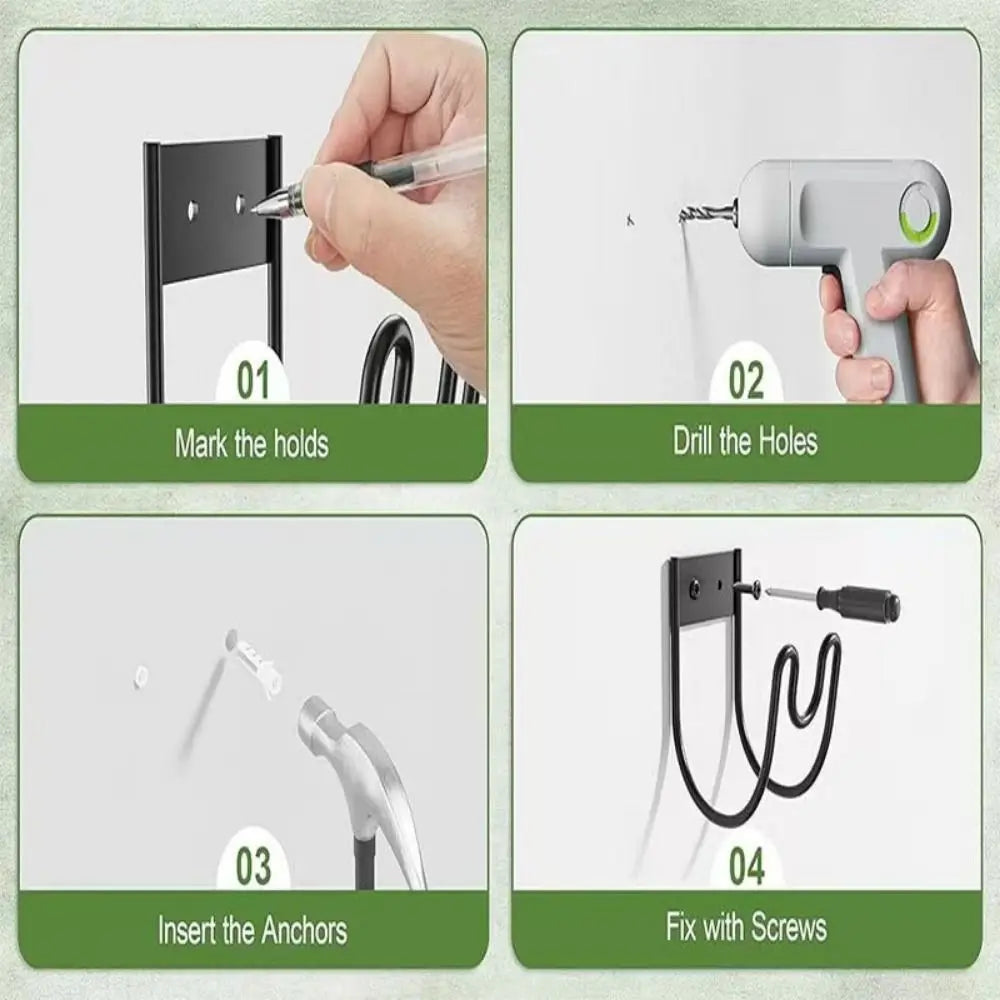 Rust Proof Garden Hose Holder Wall Mount Durable Flex Hose Hanger Heavy Duty Extension Cords Storage Metal Wire Holder Outdoor Oasis Select