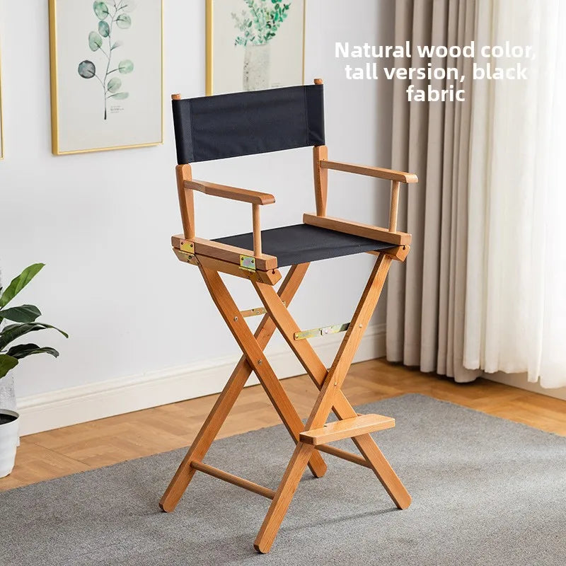 Beech director chair portable solid wood folding chair outdoor leisure chair makeup chair outdoor sketch chair bar chair fishing Oasis Select black cloth Y