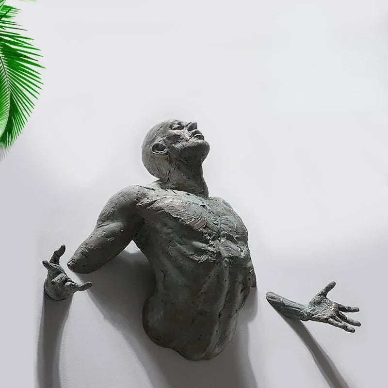 Home Decor Wall Art Wall Man Sculpture Statue Living Room Wall Decoration Resin Handicraft Pendant Home Accessories Oasis Select C 20x15x8cm