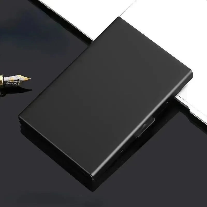 6 Slots Stainless Credit Card Holder Men Slim Anti RFID Travel ID Cardholder Debit Box Women Wallet Metal Case Porte Carte Oasis Select black