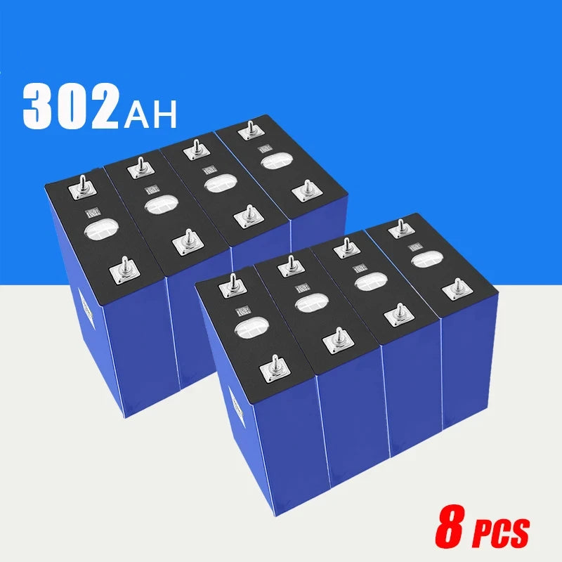 8PCS 3.2V 302Ah Lifepo4 Battery Cell Lithium Iron Phosphate Solar RV Grade A DIY 12V 24V 310Ah RV Boat Home Energy Oasis Select