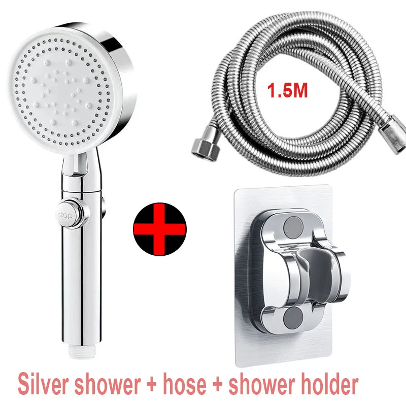 This multi-functional, height-adjustable shower head features 5 modes, adjustable water flow, and a one-touch stop function. Oasis Select silver package