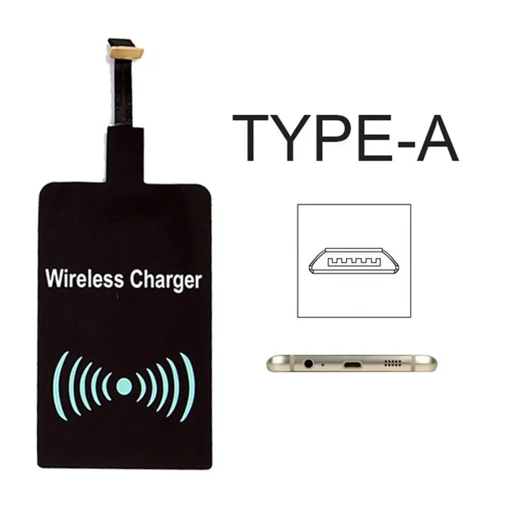 For iPhone 5 5S SE 6 6S 6Plus 7 Plus Android Type-C Adapter Qi Wireless Charging Induction Patch Charge Coil Receiver Charger Oasis Select 1
