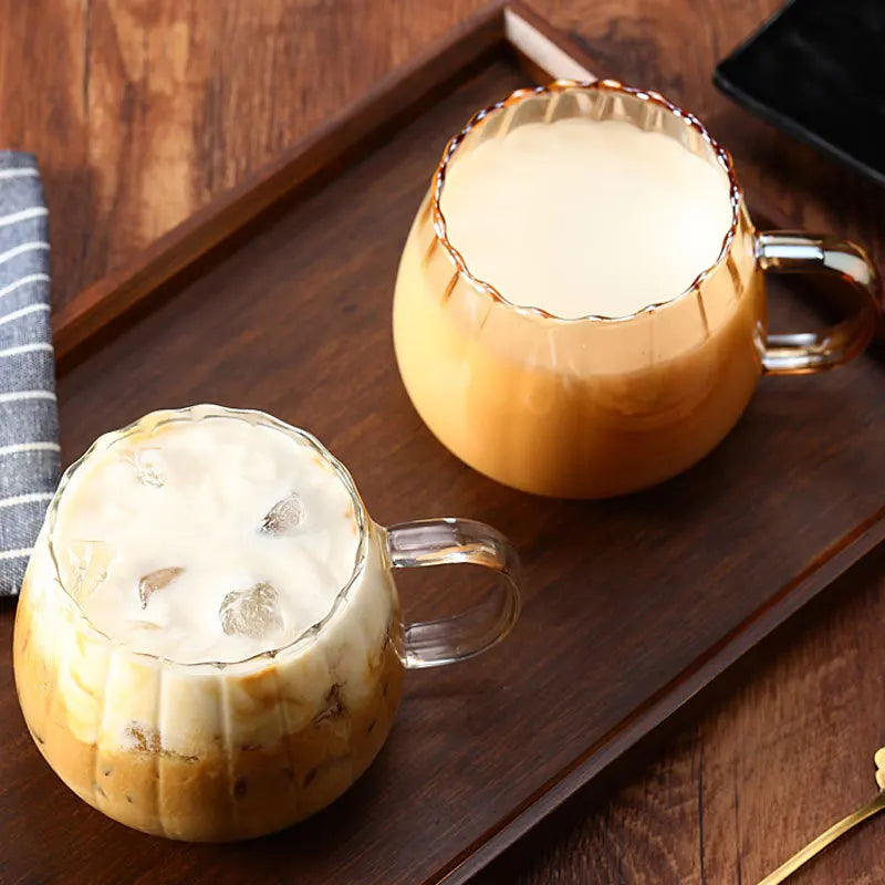 400ml Pumpkin Shaped Glass Cups High Borosilicate Glass Coffee Tea Drinks Dessert Breakfast Glasses For Juice Milk Tea Drinkware Oasis Select