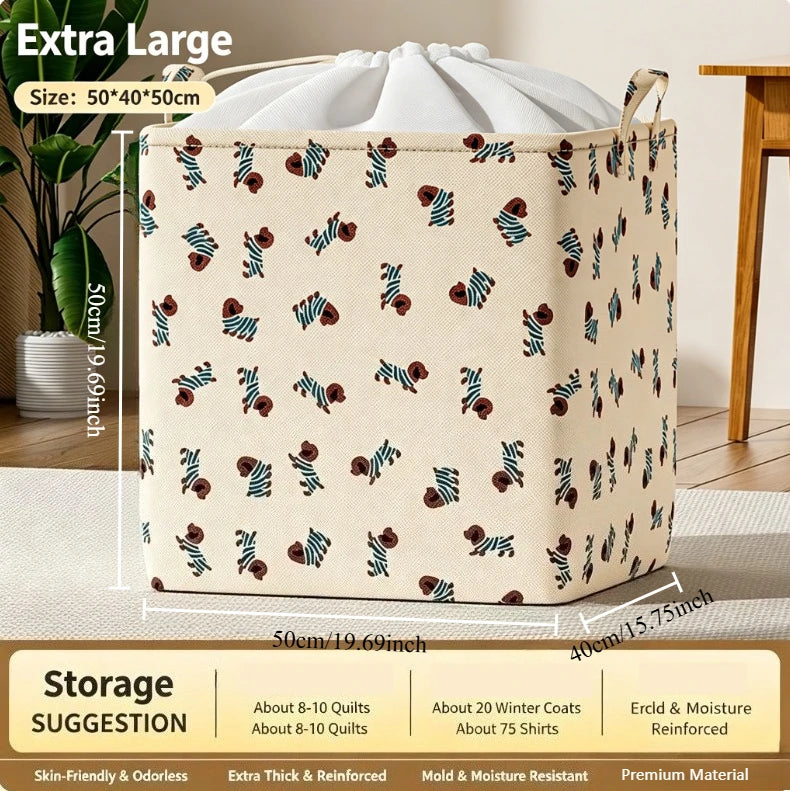 Extra Large Upgraded Large Capacity Storage Bag with Drawstring,Dustproof Quilt Clothes Organizer for Wardrobe, Home Storage Oasis Select XL