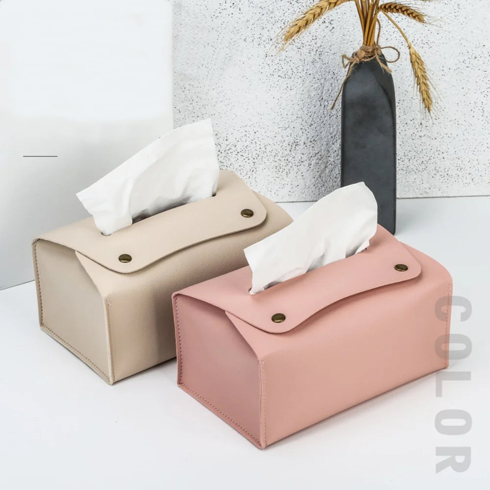 PU Leather Napkin Holder Tissue Bag Foldable Paper Organizers Box Oasis Select