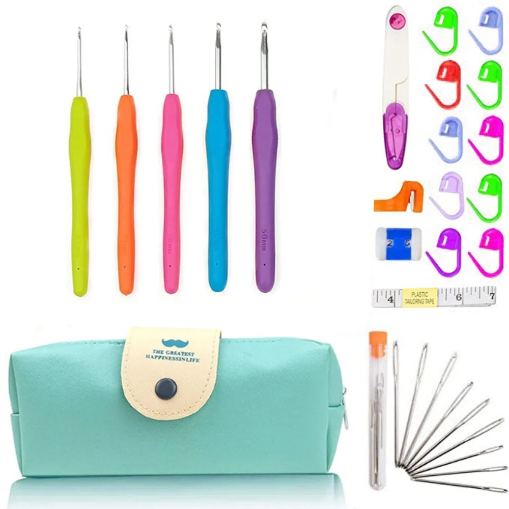 Ergonomic Crochet Hooks Set 2–8mm | Soft Grip & Storage Case