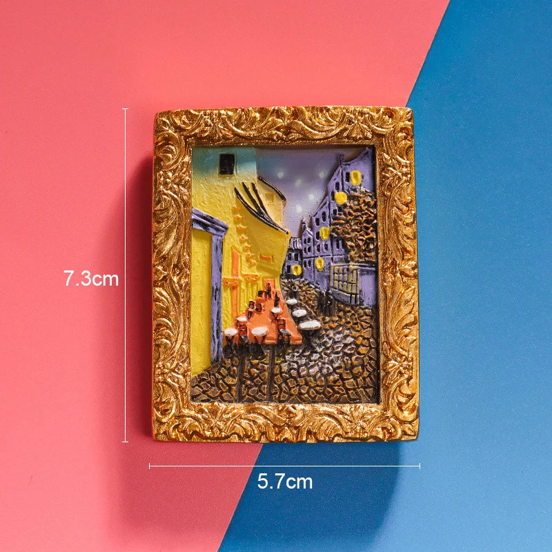 World famous painting Van Gogh painting Picture frame 3d fridge magnets starry sky sunflower siesta refrigerator stickers gifts Oasis Select Style D