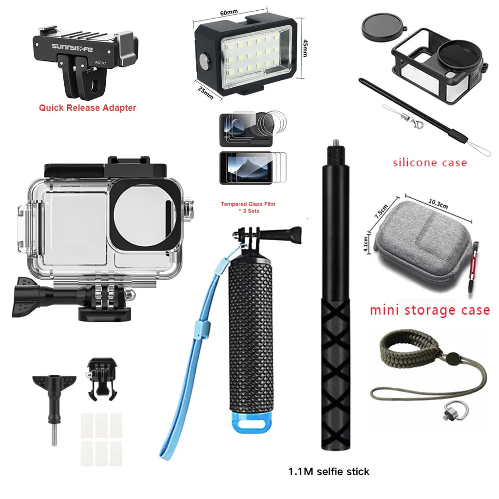 70M Dive Housing for DJI Osmo Action 6 + Underwater Fill Light