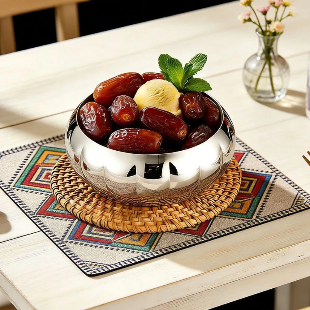 304 Stainless Steel Pumpkin Shaped Bowl Korean Style Dessert Bowl Multi‑use Salad Ice Cream Smoothie Fruit Bowl Stackable Rust ﻿ Oasis Select