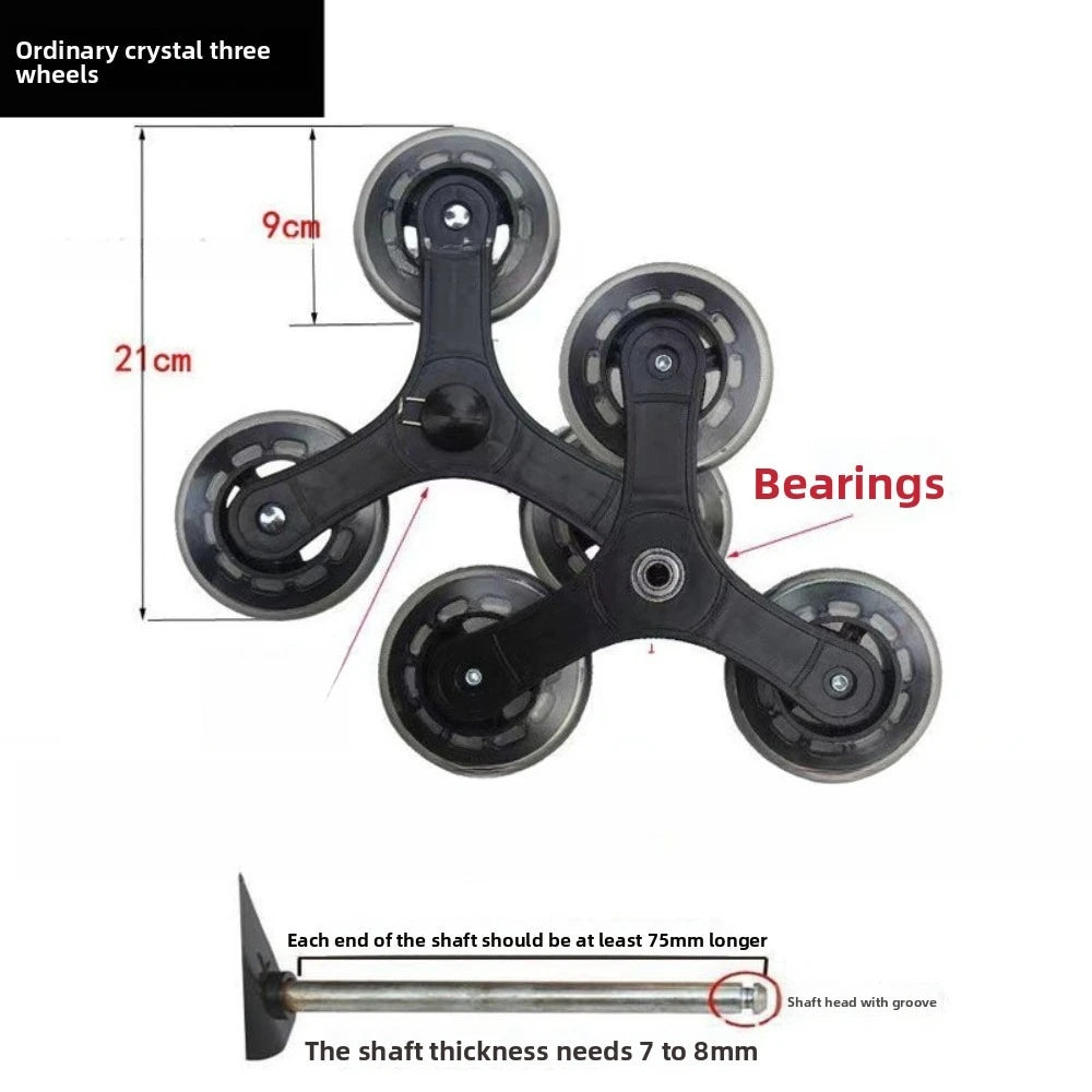 Shopping Cart Stair Climbing Wheel Sliding Rollers Replacement Casters Three-wheel Stair Climbing Pulley Oasis Select