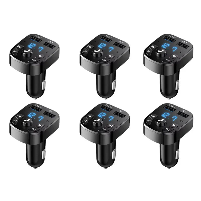 1/2/4/6pcs Bluetooth 5.0 Fm Transmitter Car Mp3 Player Wireless Hands-Free Audio Receiver Car Radio Dual USB Fast Charger Oasis Select 6pcs