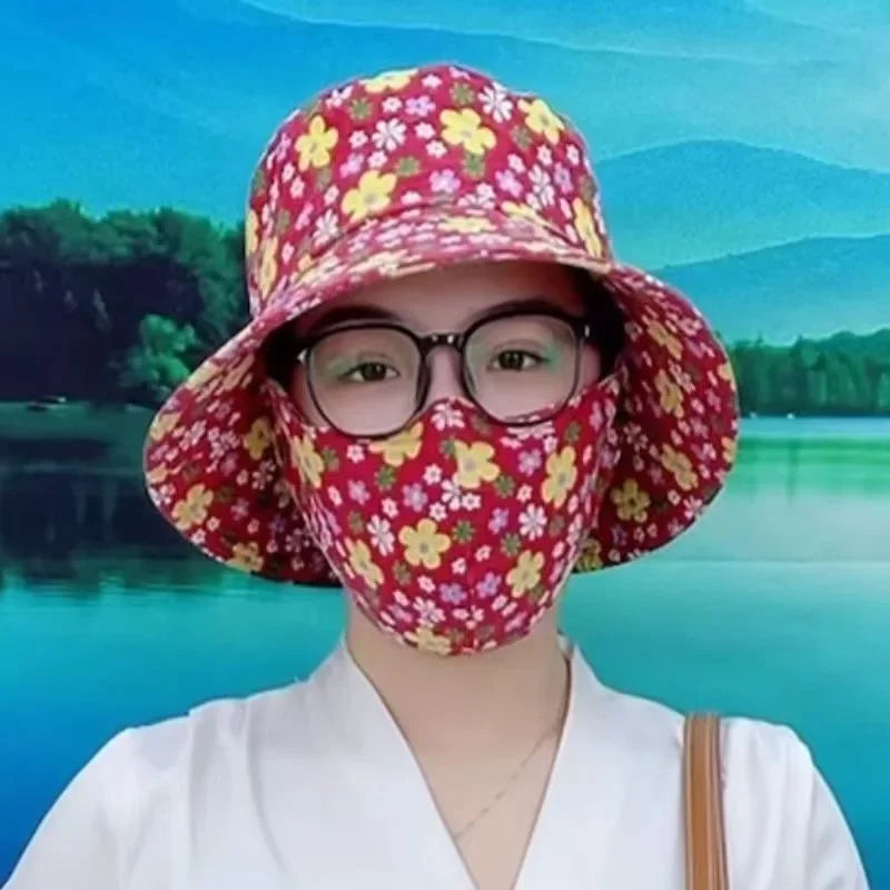 1-2PCS Women‘s Sun Hat with Face Mask UV Protection Summer Cycling Cap Breathable Quick Dry Outdoor Hiking Visor Oasis Select