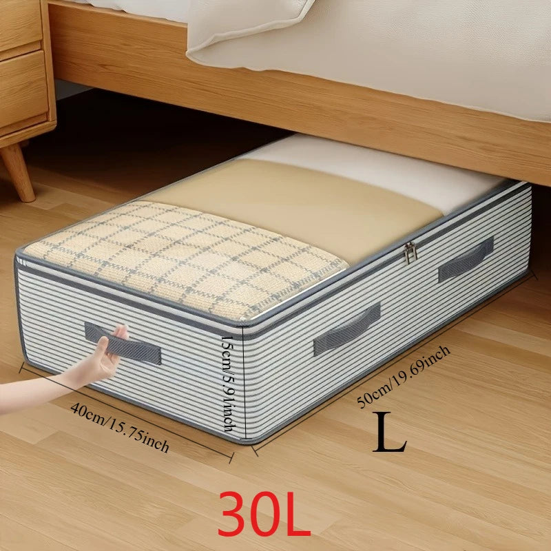 Large Capacity Clothes Storage Bag Heavy Duty Non-woven Organizer Box Clear Window for Comforters Blankets Bedding Under Bed Oasis Select L