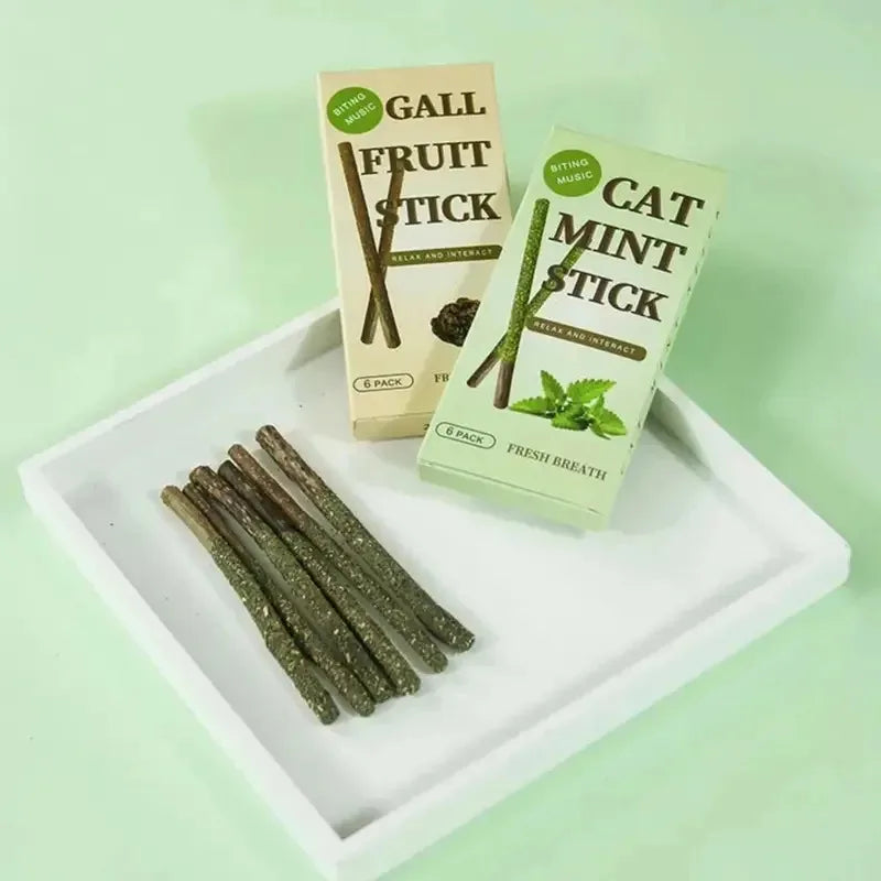 6-24Pcs Natural Matatabi Cat Stick Mint Caught Bite Excited Rods Silvervine For Cat Teeth Cleaning Treating Pet Supply Cat Toys Oasis Select