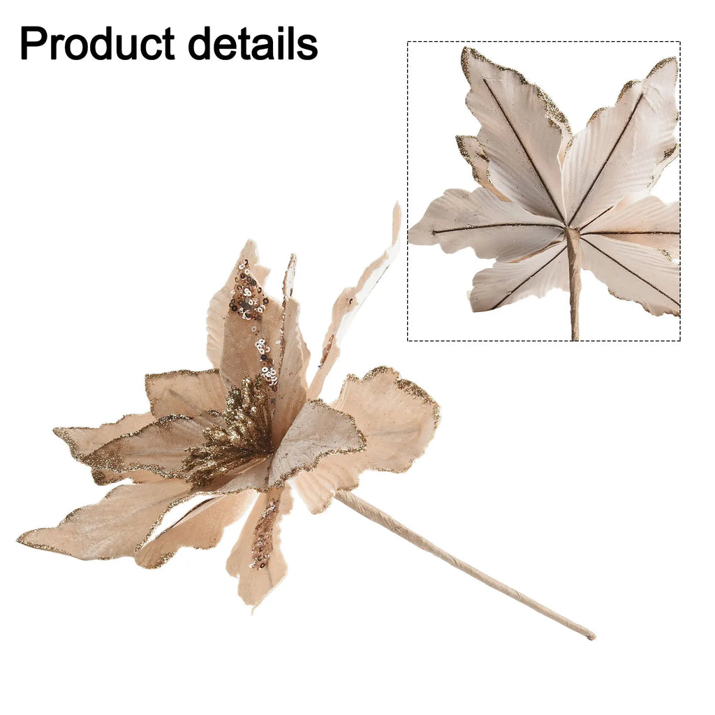 Glitter Artificial Christmas Cloth Flowers | Tree & Home Décor Artificial Christmas Flower Oasis Select