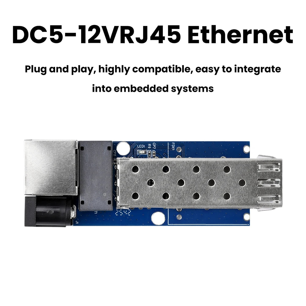 DC 5-12V RJ45 Ethernet SFP Gigabit Fiber Optic Transceiver Motherboard Optoelectronic Conversion Motherboard Oasis Select