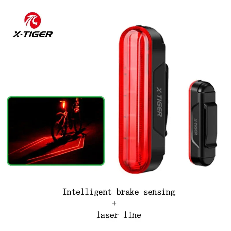 X-TIGER Bike Rear Light Smart Brake Sensing Light Bicycle Tail Light IPX6 Waterproof LED Charging Taillight Cycling Accessories Oasis Select WD-1202