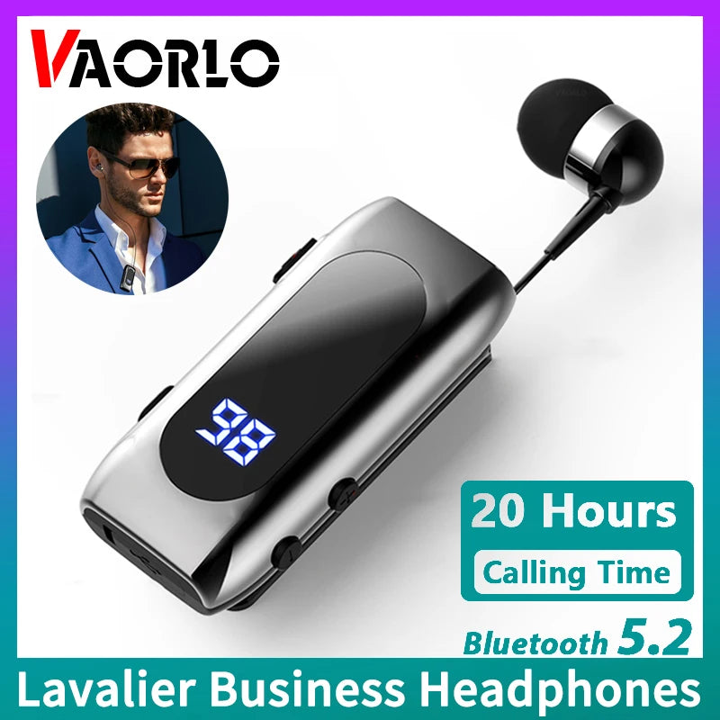 # K55 Lavalier Business Bluetooth 5.2 Headphone Talk/Music Time 20 Hours,LED Digital Display,Noice Cancelling Wireless Earphones Oasis Select