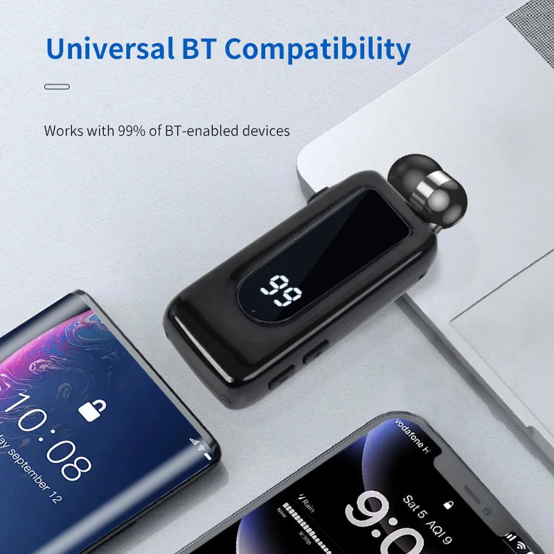 D70Pro Lavalier Business Bluetooth 5.4 Earphones Talk/Music Time 36 Hours LED Digital Display With Mic Noice Cancelling Headset Oasis Select