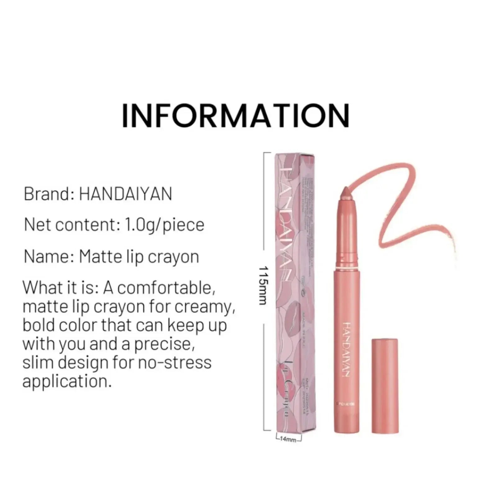 Handaiyan Velvet Matte Lip Liner – Waterproof, Long-Lasting