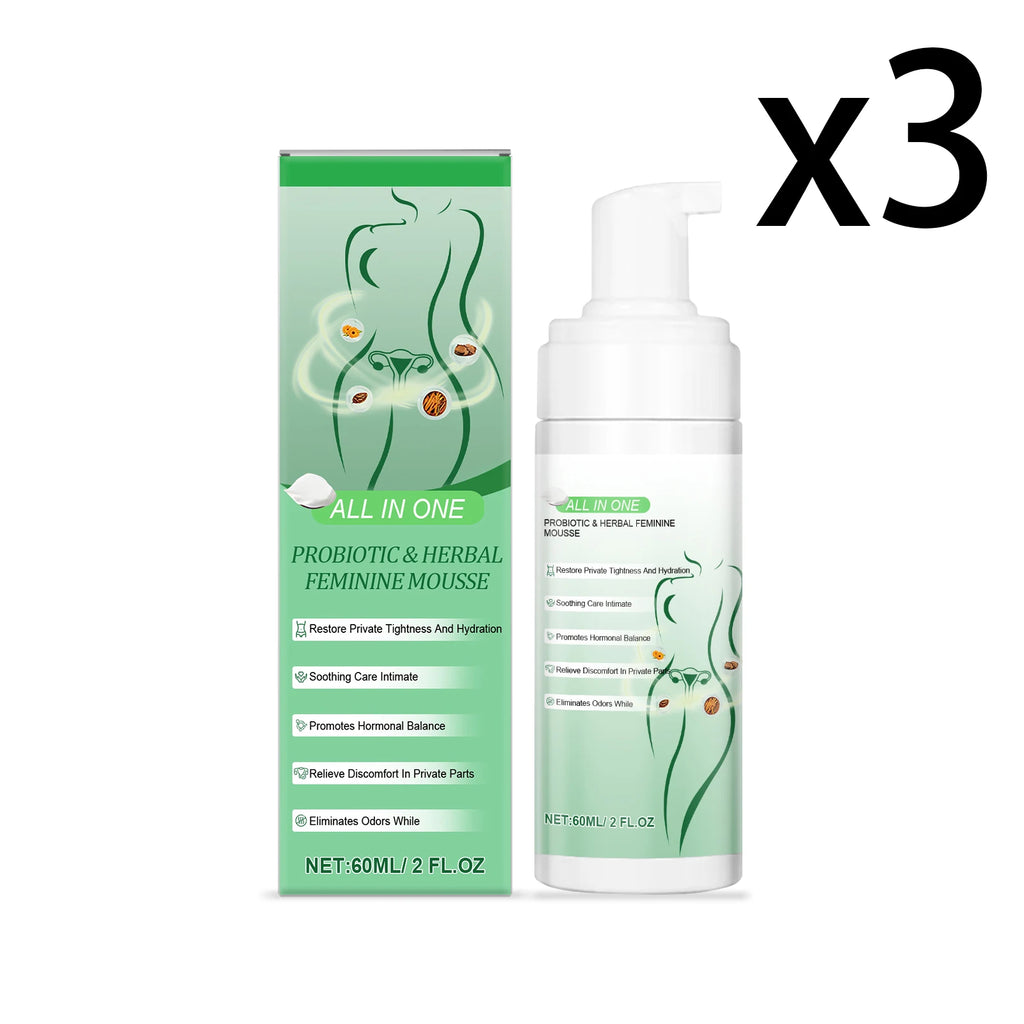 Herbal Women's Private Part Care Mousse Gentle Cleaning Remove Odor Relieve Local Discomfort Deep Protect Sensitive Areas Gel Oasis Select 3x60ml