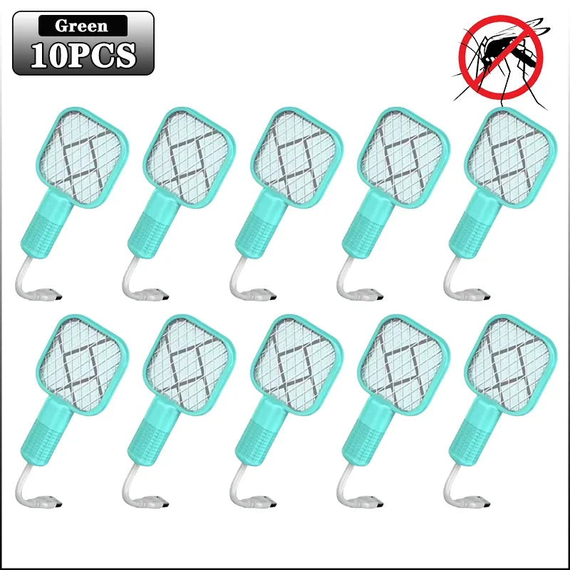 Electric Mosquito Swatter Rechargeable Bug Zapper UV Light Fly Killer Insect Racket for Home Outdoor Pest Control Camping Use Oasis Select Green-10PCS